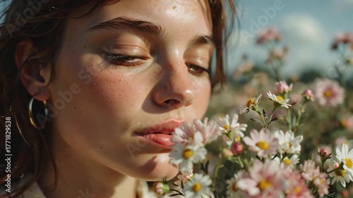 Discovering Beauty in a Flower Field on a Sunny Day