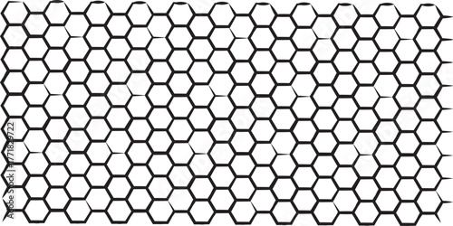 Hexagon background wall pattern. Abstract black hexagon technology, or honeycomb pattern with editable stroke isolated on background.