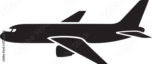 Black Silhouette Of A Passenger Airplane In Flight aircraft airbus