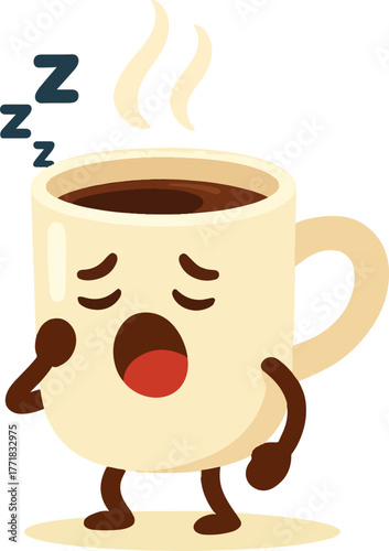 Tired Coffee Mug Yawning with Zzzs