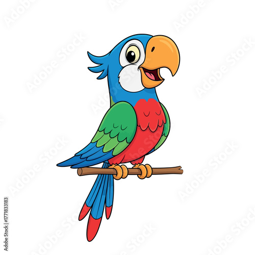 parrot on branch vector illustration