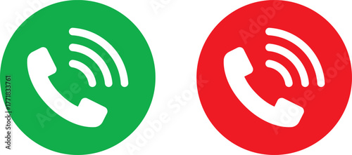 Green and red phone icons for call answer and decline