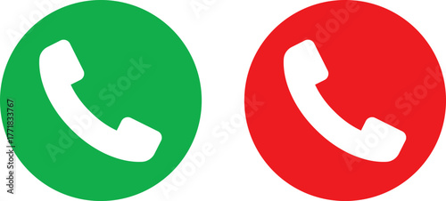 Green and red phone icons for call accept and reject