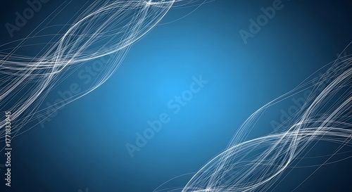Abstract blue background with swirling white light streaks