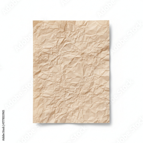 Crumpled brown paper texture with realistic folds and shadows, perfect for vintage design, background art, and craft projects.