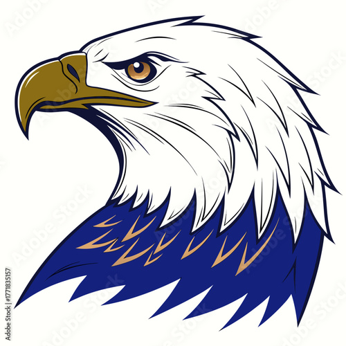 A powerful portrait of an American bald eagle head, this wild bird of prey is a wildlife symbol of freedom