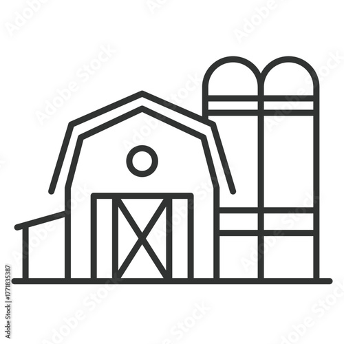 Barn icon in line design. farm, agriculture, rural, building, storage, barn, harvest on white background vector. Barn editable stroke icon - AI generated