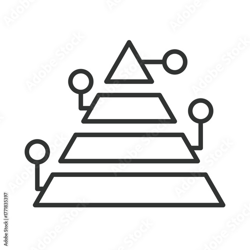 Pyramid diagram icon in line design. pyramid, diagram, hierarchy, structure, data, infographic, chart on white background vector. Pyramid diagram editable stroke icon