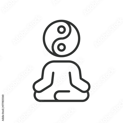 Meditation yin yang icon in line design. meditation, yin, yang, balance, harmony, wellness, calm on white background vector. Meditation yin yang editable stroke icon