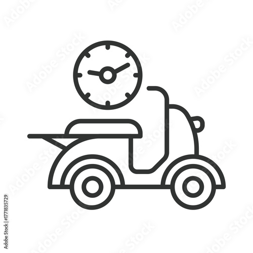 Delivery scooter icon in line design. delivery, scooter, transport, time, shipping, fast, courier on white background vector. Delivery scooter editable stroke icon