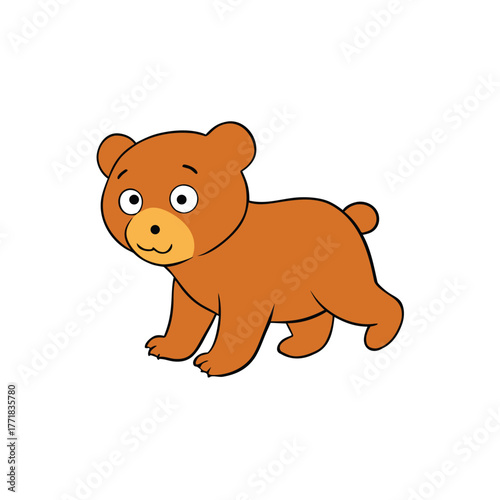 Clumsy Bear Cub Illustration On White Background