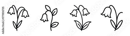 Charming hand drawn bluebell flower line art collection delicate floral sketches