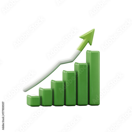 Green 3d bar chart with upward trend arrow on black background Free Download Green 3d bar chart with upward trend arrow on black background - GFXLoad