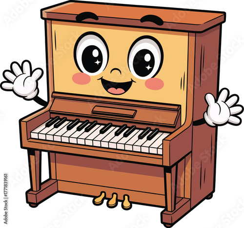 An antique grand piano with white and black keys is an isolated musical instrument for classical concert music