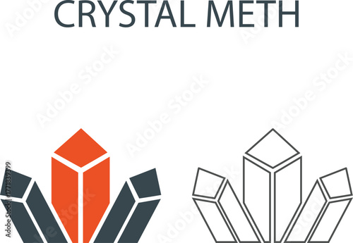 Crystal meth Line art icons. Containing tobacco, alcohol, cocaine, drugs, and more. Vector solid icons collection.