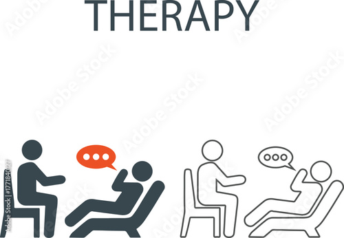 Therapy Line art icons. Containing tobacco, alcohol, cocaine, drugs, and more. Vector solid icons collection.