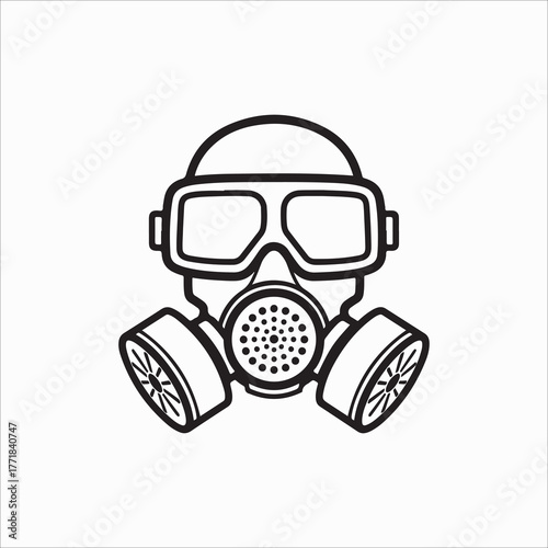 Gas mask icon, symbolizing protection, safety, or hazard with a clear, minimalist design for awareness campaigns