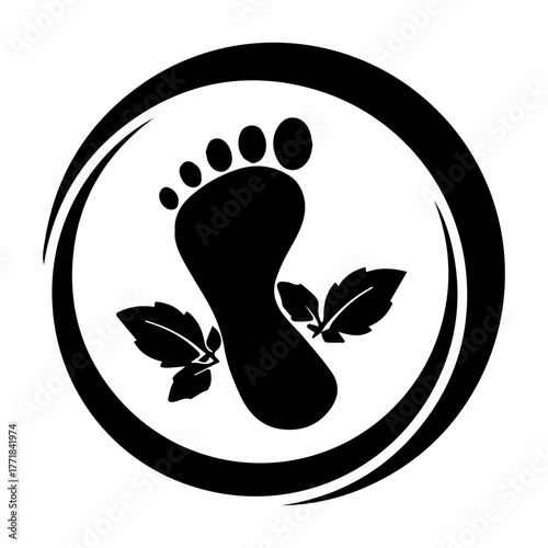 Footprint with leaves