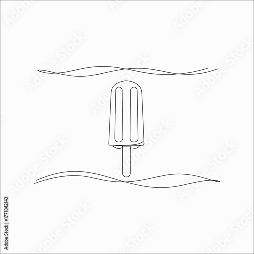 A minimalist line art illustration of a popsicle, perfect for a summerthemed design project or a food blog post about frozen treats