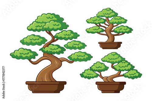 Bonsai Serenity: A collection of meticulously crafted bonsai trees, each showcasing unique shapes and forms, radiates a sense of peace and harmony.