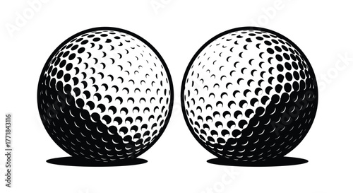 Two golf balls with dimple pattern