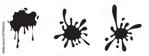Drip paint circle melt chocolate. Splash vector drop sauce ink liquid round blob black splatter.