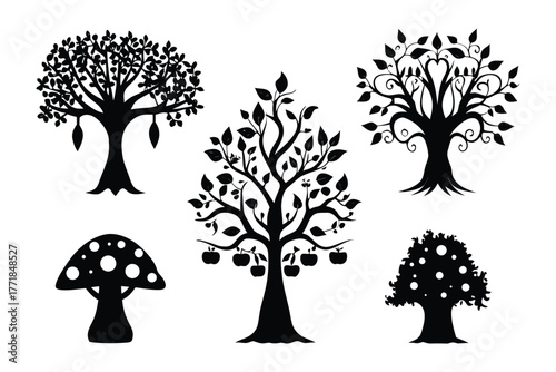 Silhouette Forest Collection: A compilation of beautifully crafted tree silhouettes, perfect for adding a touch of nature-inspired artistry to any project.