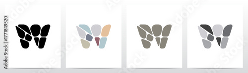 Pebbles Small Rock Flat Color Letter Initial Logo Design W