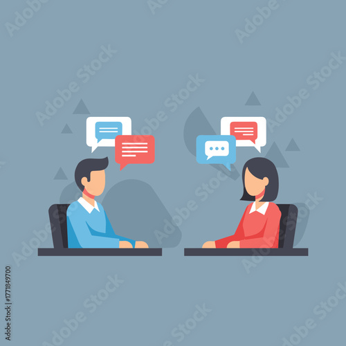 Business Meeting or Online Communication Between Two People
