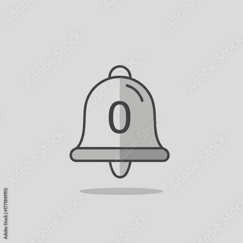 Notification Bell Icon with Zero Count for No New Alerts or Messages