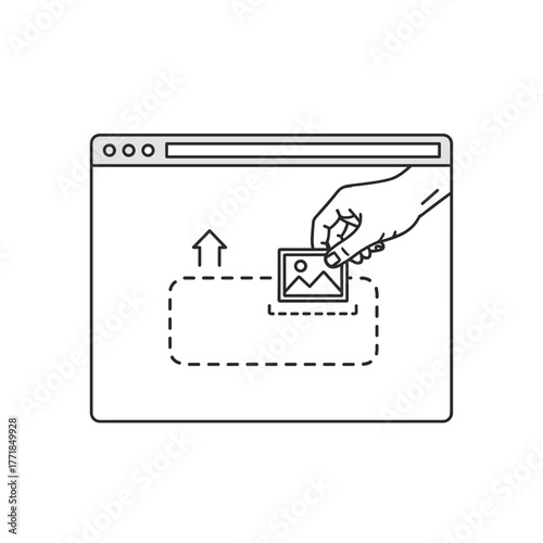 Hand Dragging and Uploading Image File to Web Browser Interface