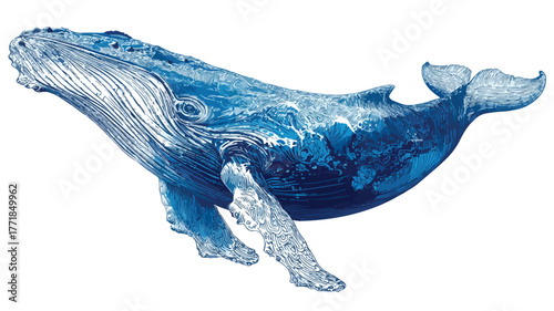 Whale Drawing with Whale Picture Vector Illustration