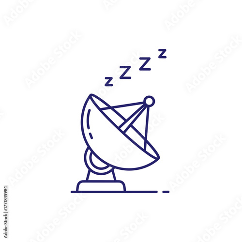 Sleeping Satellite Dish with Zzz Marks Indicating Inactivity or Connection Failure