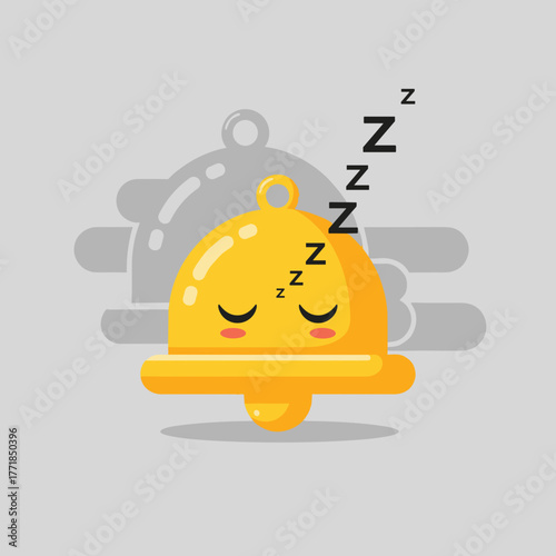 Sleeping Golden Bell Icon with Zzz Symbols, Do Not Disturb or Silent Notification