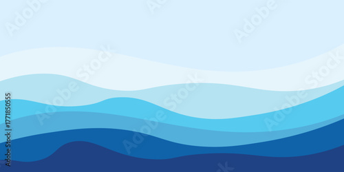 Sea waves layered vector background illustration and sea beach vector illustration.