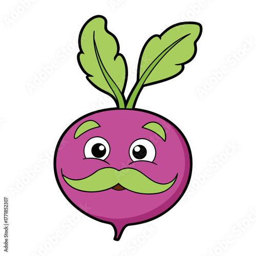 turnip with funny mustache and wink