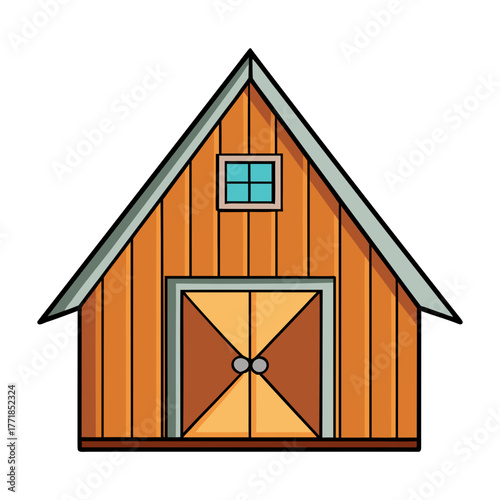 wooden barn with triangular roof