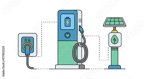 Electric vehicle charging station using solar energy concept