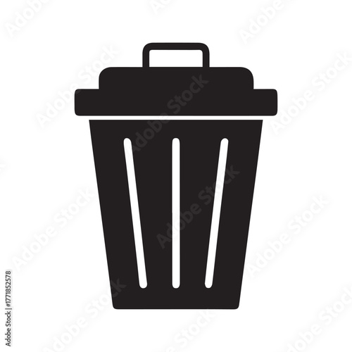 Dustbin2 silhouette icon on white background
