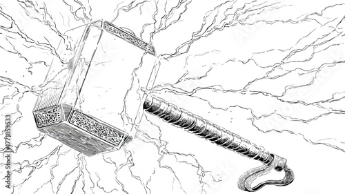 Black Hammer Illustration Art Vector with Outline Isolated