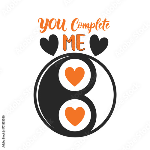 You Complete Me Yin and Yang Valentine's Day Romantic Design