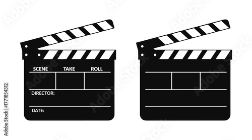 Clapperboard icons creating film or movie production concepts