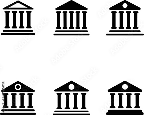 Modern Simple Bank Icon Finance Architecture Classic Temple Silhouette Symbol