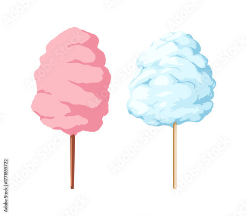 Cotton candy sweet treats on sticks refreshing childhood memories
