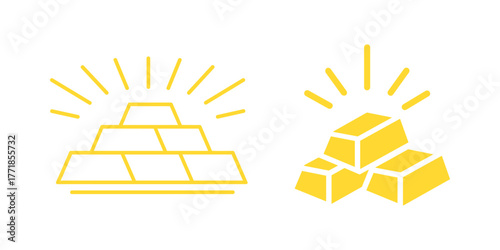 Shining gold bars icon representing wealth and finance