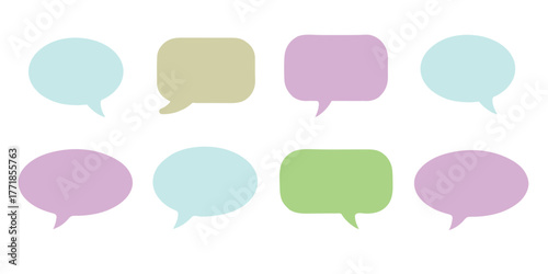 Collection of Pastel Speech Bubbles on White Background