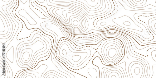 Topographic gold luxury map background. Geographic abstract pattern. The topo contour or wallpaper. Mountain trail terrain or path.Topographic background and texture, monochrome image. 3D waves