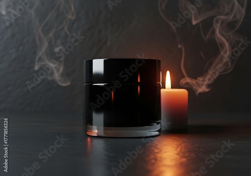 Halloween candle composition with dark moody background design