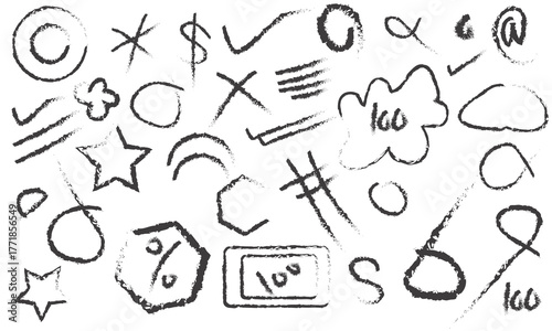 Hand Drawn Symbols and Marks A Collection of Scribbled Icons