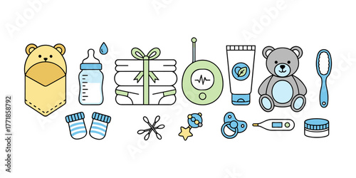 Newborn baby care items and childcare accessories set